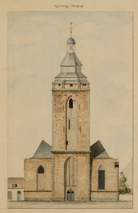 216470 Opstand van de voorgevel van de Buurkerk te Utrecht.